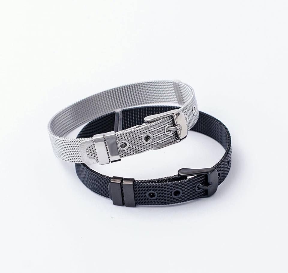 Pack de 2 Bracelets Ceinture - Noir & Argenté + Boite Cadeau