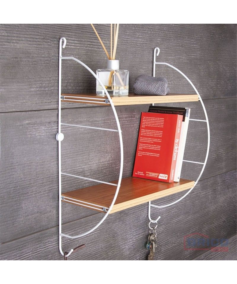 Etagère décorative à 2 niveaux en bois (Support blanc)