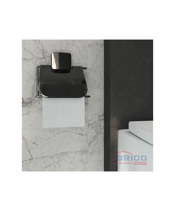 Porte-papier hygiénique avec couvercle -  noire