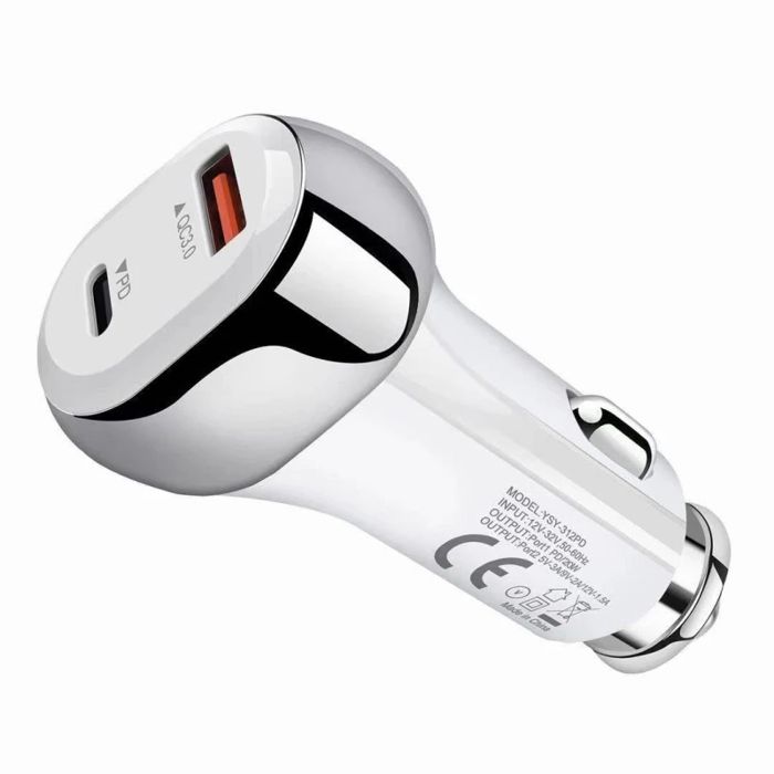Chargeur de voiture USB 20W, 2 ports USB type-c PD type-c, QC3.0