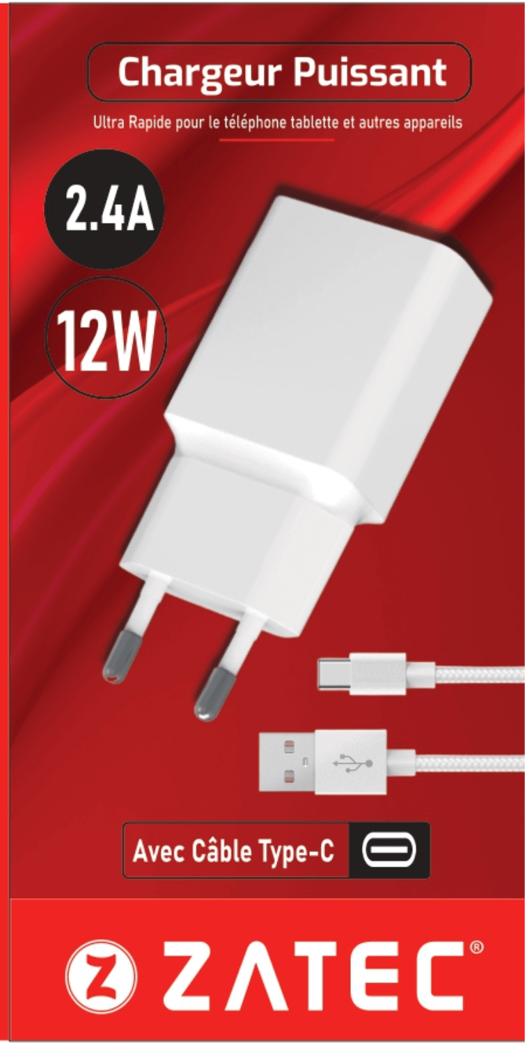 Chargeur Secteur Z-45 2,4A+ câble TYPE-C