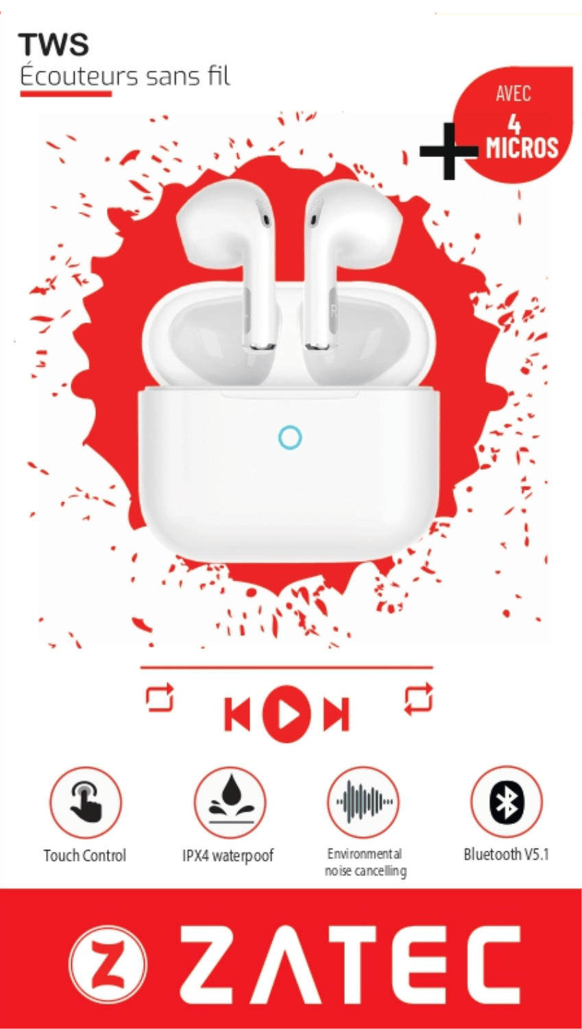 Écouteurs Sans Fil ZATEC EXTREME – Bluetooth 6.0 – Noir – Performance Audio Ultime
