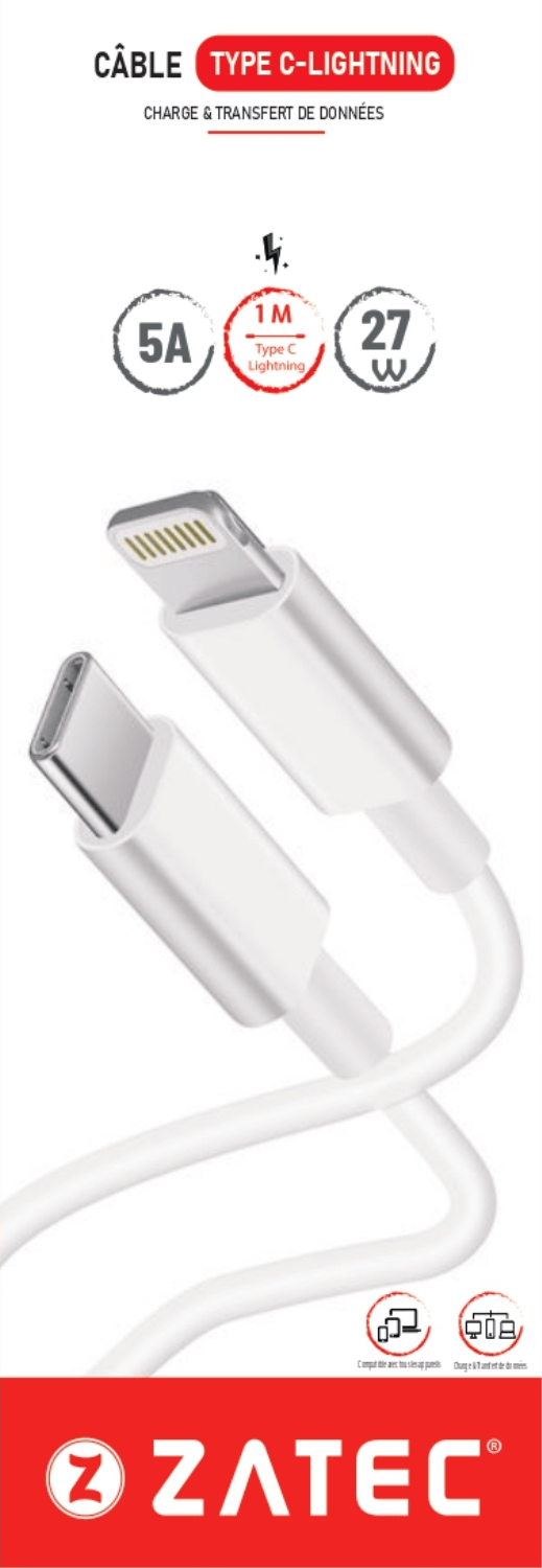 Câble Type-C to Lightning 27W