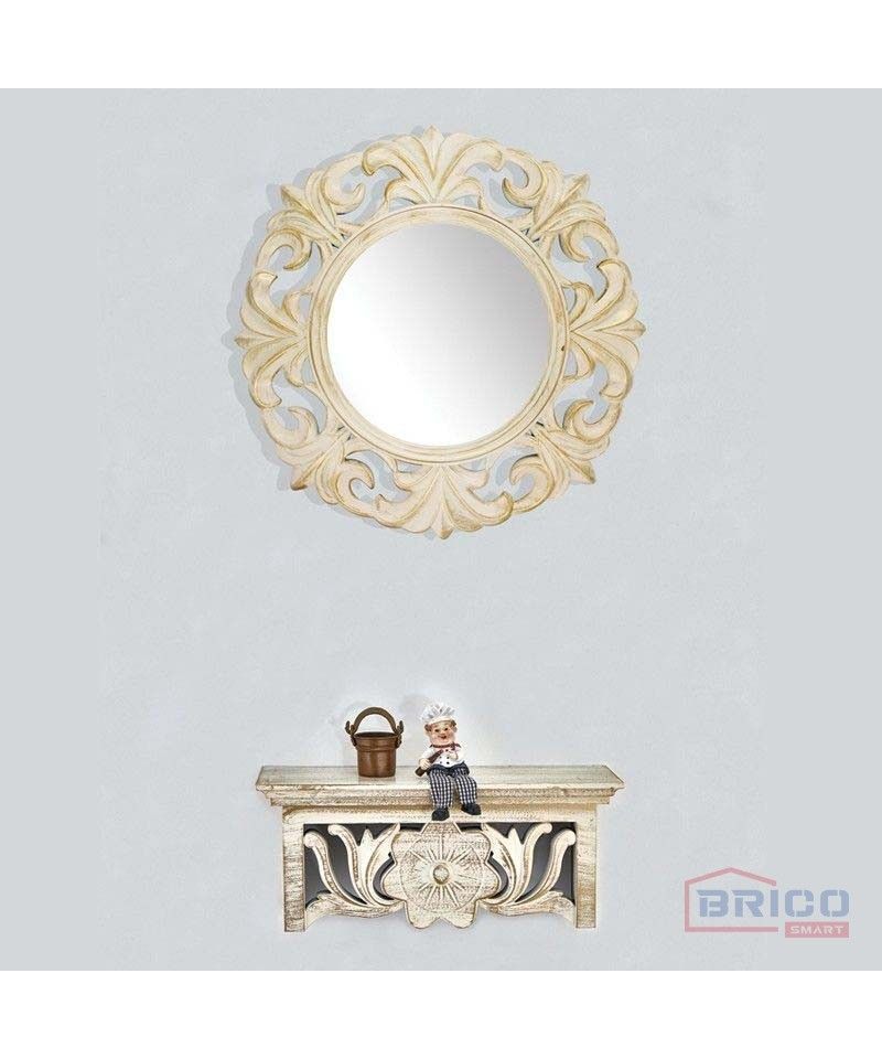 Ensemble décoratif créme  (étagère + miroir; 37,5cm)