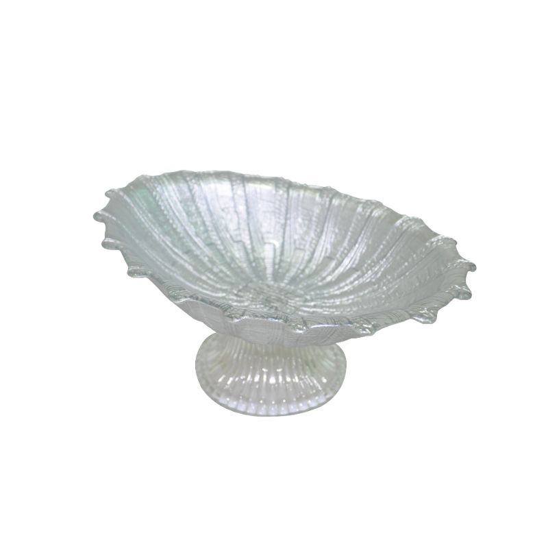 BOL EN VERRE OVAL A PIED ARINNA ARGENTE 21CM REF 3O21260A/S