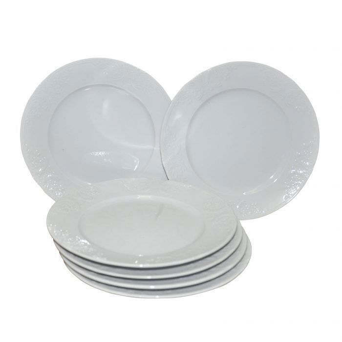 BATLHA SET 6  ASSIETTES PORCELAINE BLANCHE 23 CM