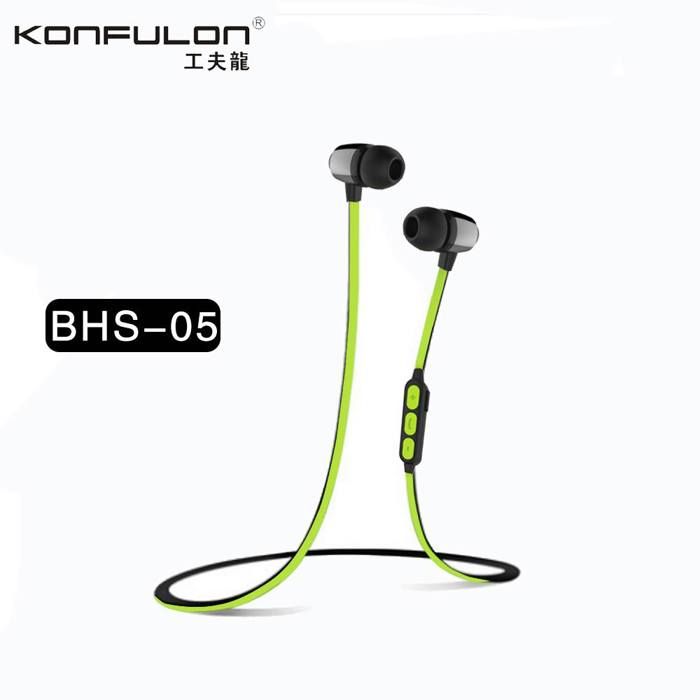 Casque Sport Bluetooth noir-vert - Konfulon BHS-05