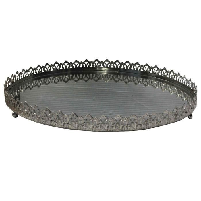 PLATEAU RONDE VERRE MERCURISE  PRESTIGE