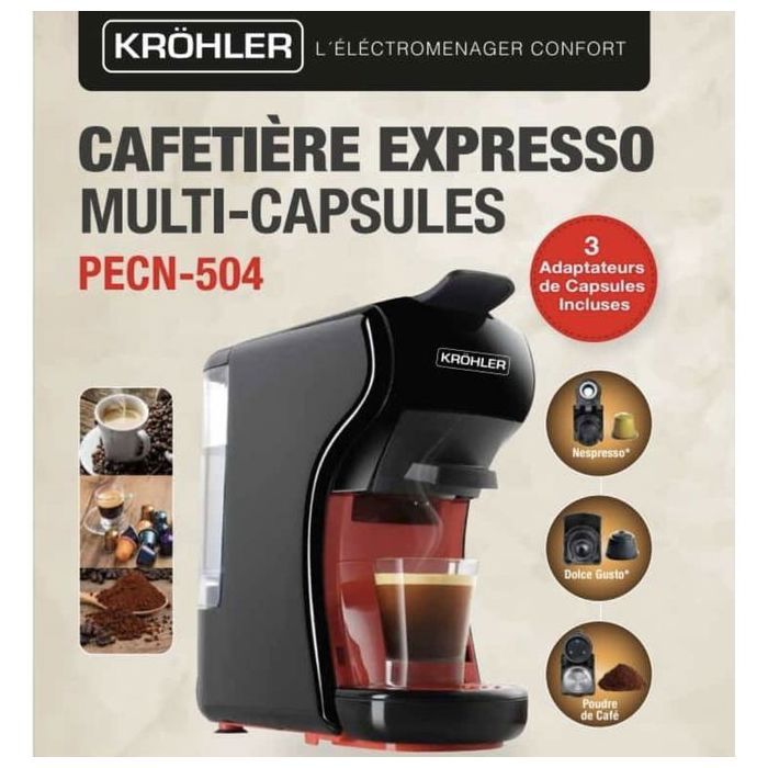 Machine à café KRÖHLER 3 en 1 - PECN-504- Machine à Capsule