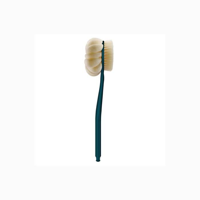 BROSSE DE BAIN FILET DOUBLE FACE AQUA BLEU  MANCH LONG