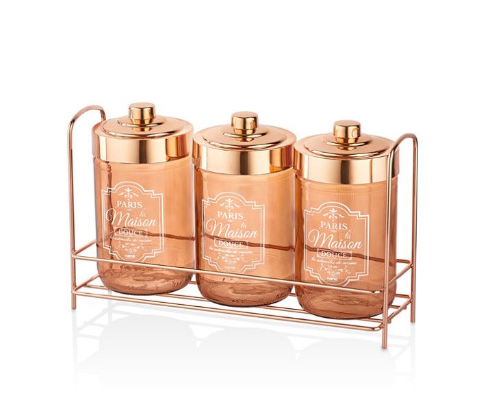set de 3 boites à épices en verre doré