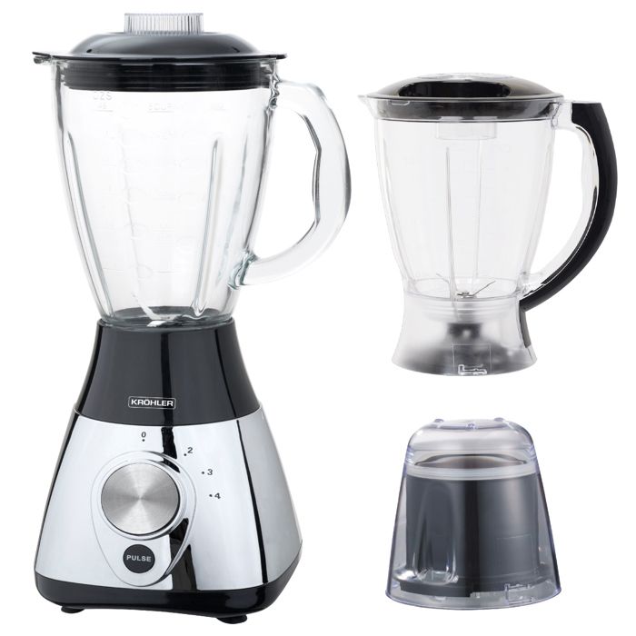 Blender KRÖHLER Mixeur & Moulin - PEMB-3003 -2 Carafes en Verre et Plas