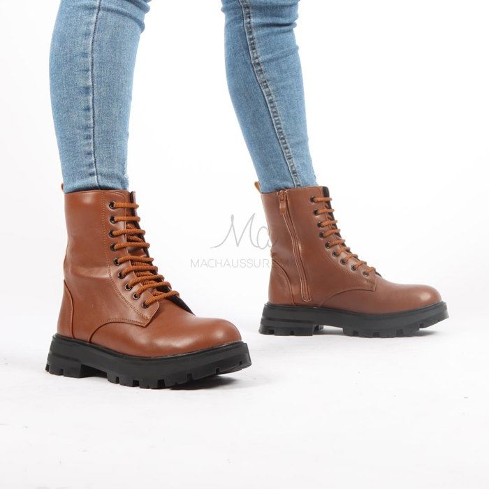 VELSEK - Bottines à plateforme en Tabac