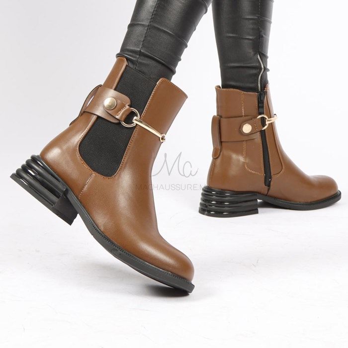 Elvy - Bottines à talon en Tabac