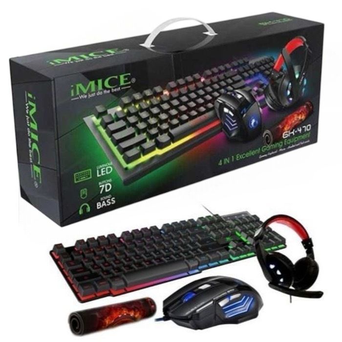 GK-470 Pack gaming 4 en 1 Casque + Souris + Clavier + Tapis Souris