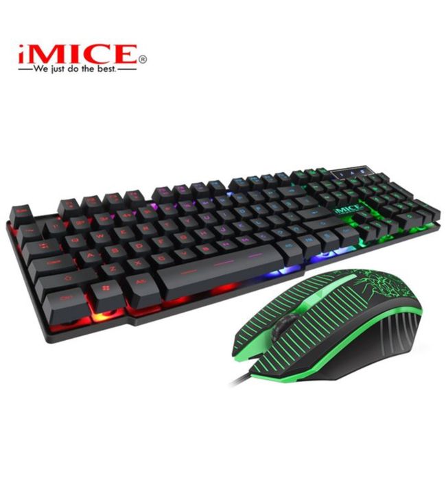 2 IN 1 Ensemble clavier et souris GAMER rétroéclairés RVB 104 touchespour ordinateur portable AN300 disposition
