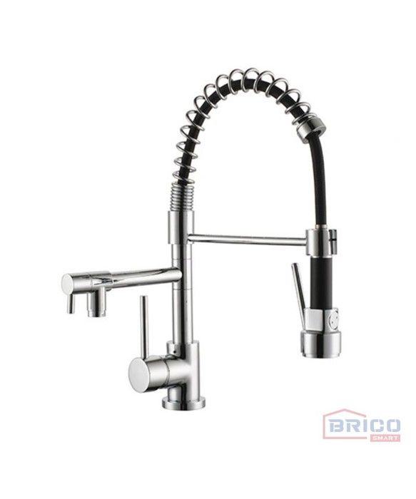 Mitigeur de cuisine Flexible Double robinets, chromé