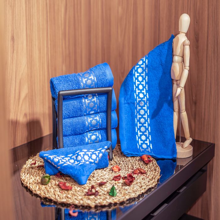 PACK SERVIETTE MAIN ARABESQUE 500GSM BLEU