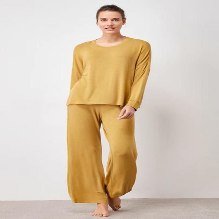 Pyjama femme - PENYEMOOD - Moutarde - 35% Viscose - 5% Élasthanne - 60% Polyester - Marjane Mall - Image 1