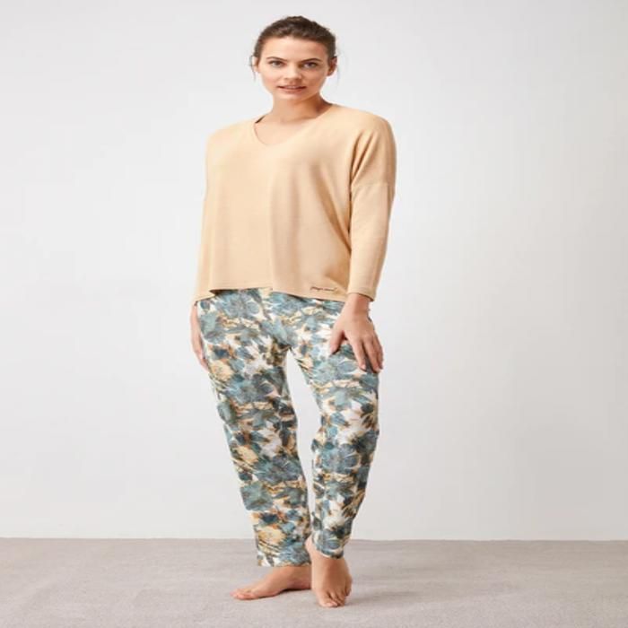 Pyjama femme moutarde imprimé
