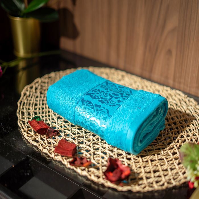 SERVIETTE TOILETTE FLORA 450G TURQUOISE