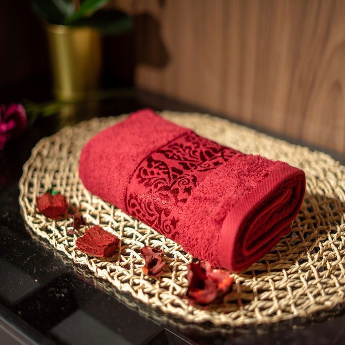 SERVIETTE TOILETTE FLORA 450G BORDEAU