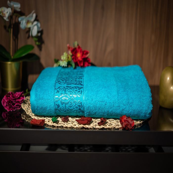 SERVIETTE DE BAIN FLORA 450G TURQUOISE