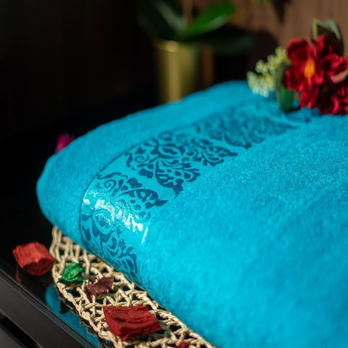 SERVIETTE DE BAIN FLORA 450G TURQUOISE