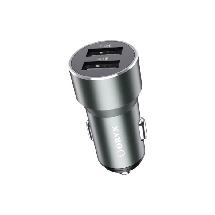 ORYX chargeur de voiture fast charge 12W double ports USB-A gris