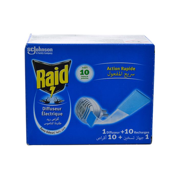 Diffuseur éléctrique anti-moustiques et moustiques + 10 recharges - RAID
