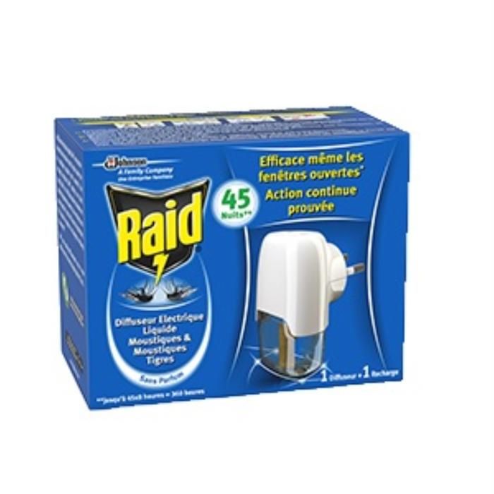 Diffuseur électrique liquide moustiques + recharge liquide x45 nuits - RAID