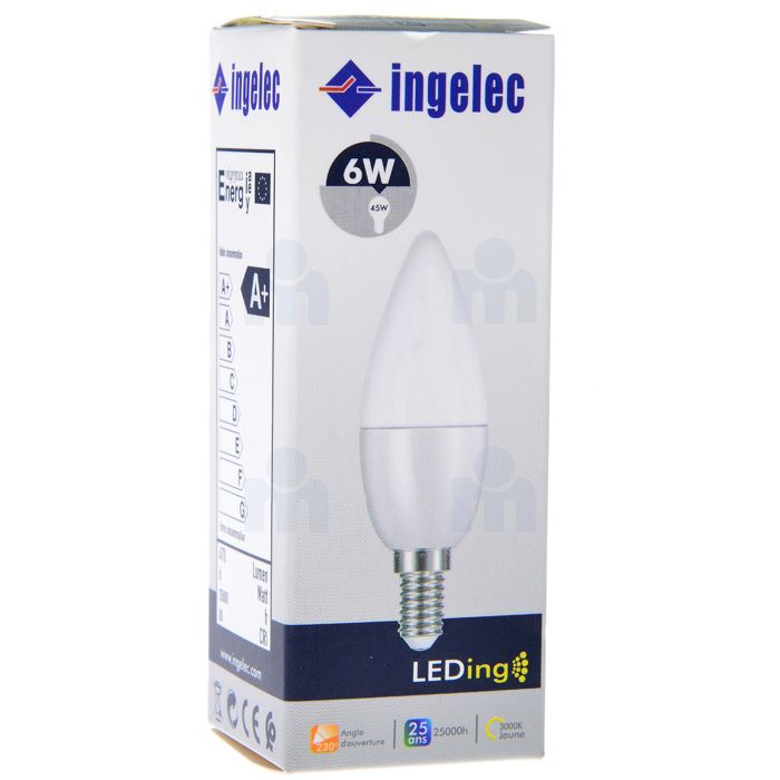 Ampoule LED 6W E14 3000K – Lumière jaune INGELEC