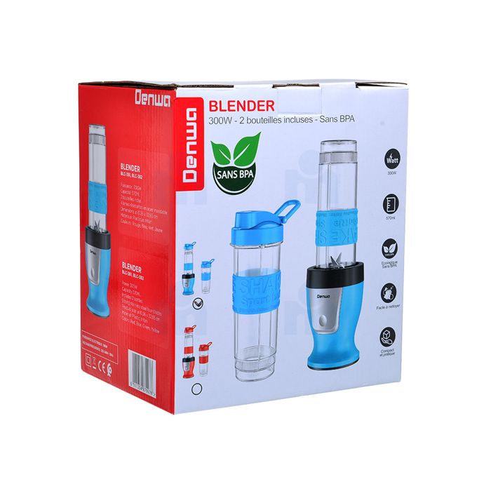 Blender mixeur 2en1 BLC-382 300W  bleu - DENWA