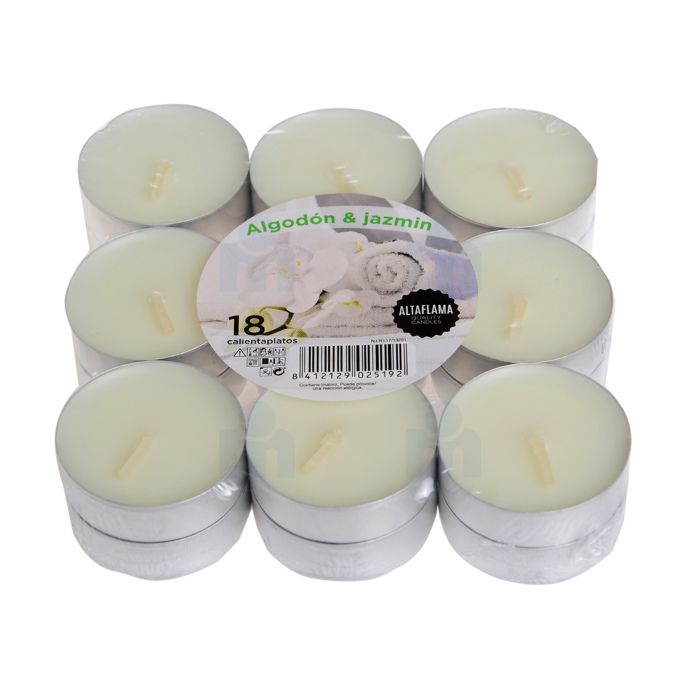 Bougies chauffe-plat parfumées algodon et jasmin 14x38mm x18 unités - ALTAFLAMA