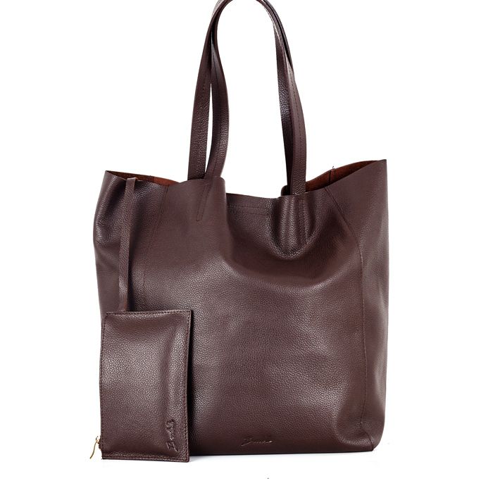 Tote bag en cuir grainé souple