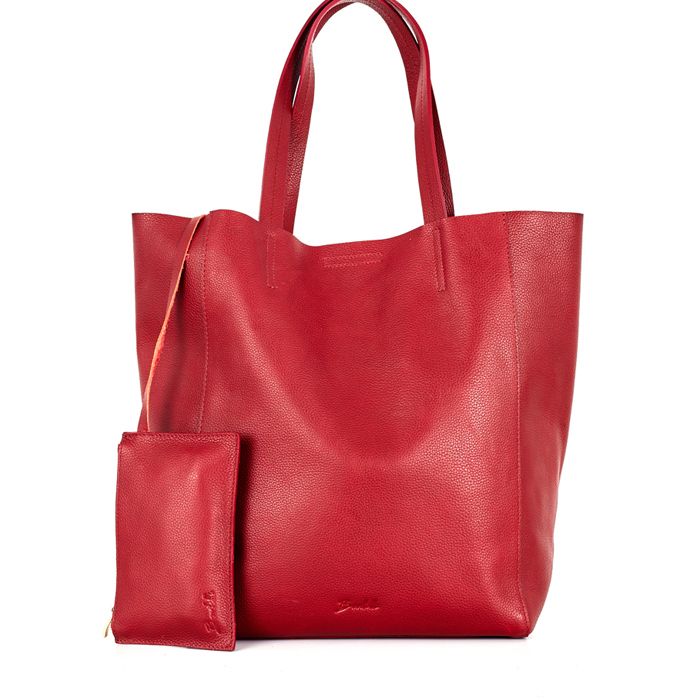 Tote bag en cuir grainé souple