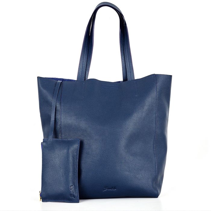 Tote bag en cuir grainé souple