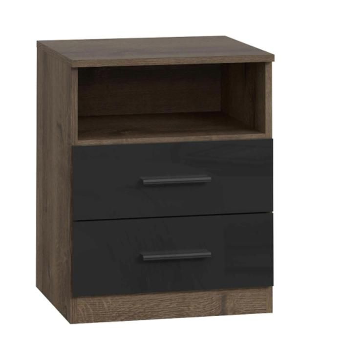 Table de chevet JAWA - Oak / Noir Laqué