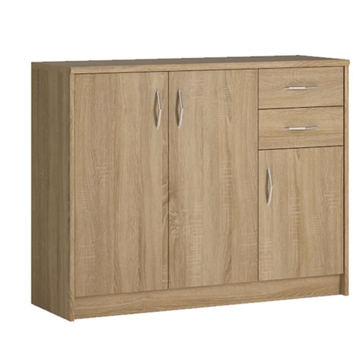 Meuble Multifonctions SCONTO Avec 3 Portes + 2 Tiroirs - Marron Clair
