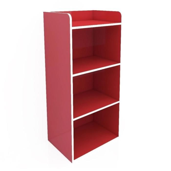 Meuble etagère Polycube HVP 3 Niches 42x29x89cm - Rouge