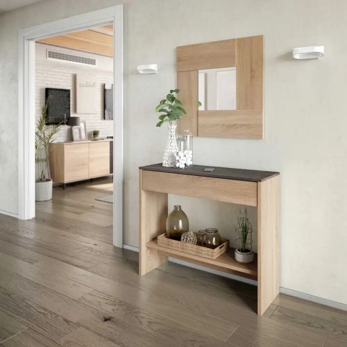 OXYS Console meuble d’entrée 92 cm chêne