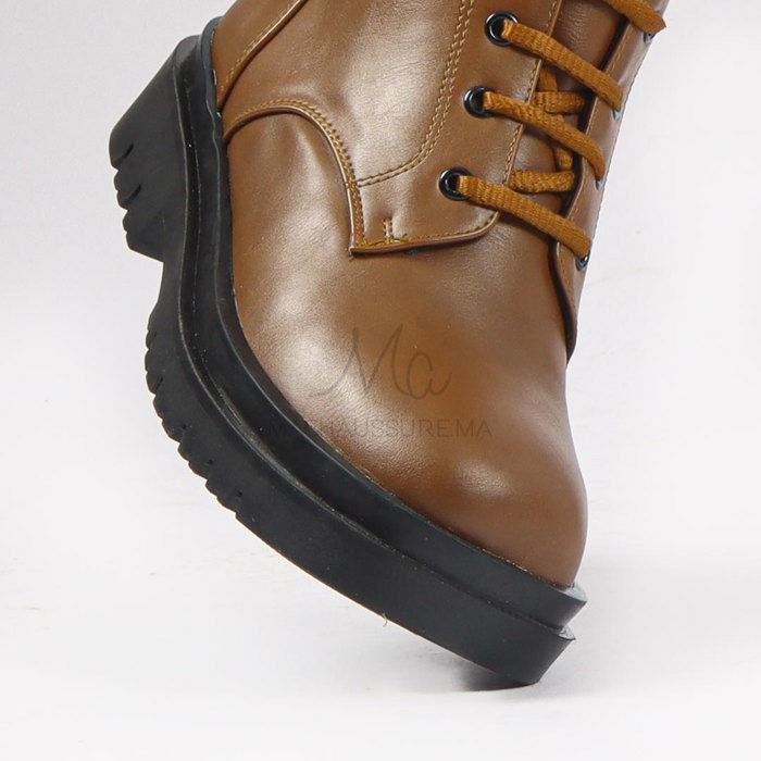 Bottines à plateforme - VALDAI - Tabac - Hauteur de talon 4 cm - Tige moyenne - Dessus synthétique - Marjane Mall - Image 2