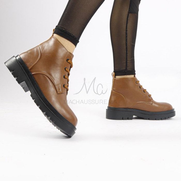 Bottines à plateforme - VALDAI - Tabac - Hauteur de talon 4 cm - Tige moyenne - Dessus synthétique - Marjane Mall - Image 3