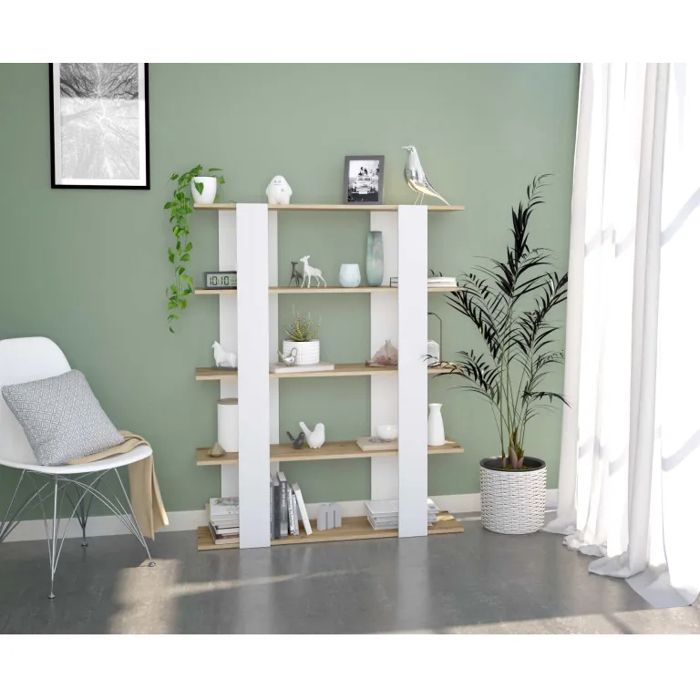 DENIA Étagère de Rangement (Blanc et bois)