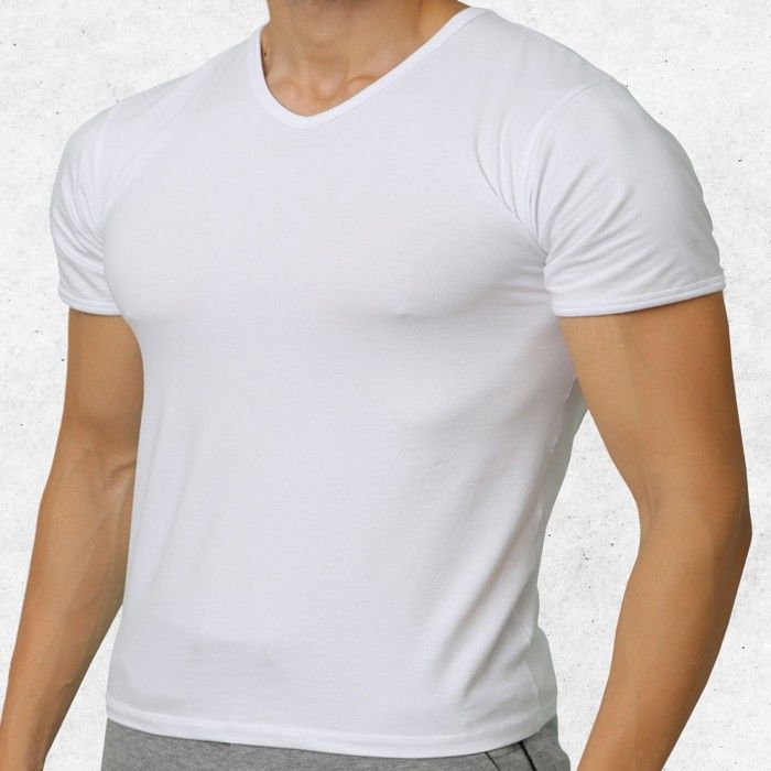 T-shirt Col-V coton stretch