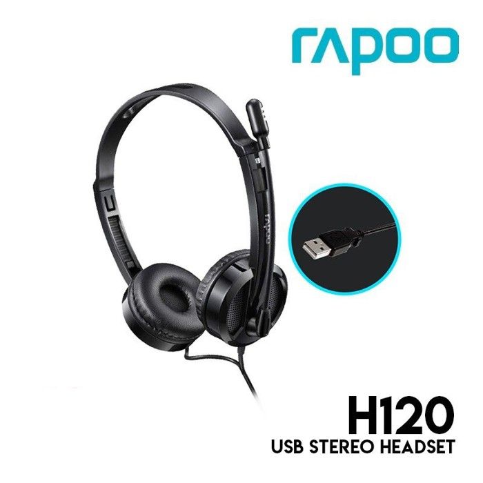 Écouteurs filaires stéréo USB supra-auriculaires - Rapoo-H120