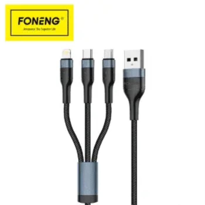 Câble USB de charge tissé en spirale 3 en 1 de pour chargeur rapide tout les téléphone smartphone iPhone/Android/Type-C