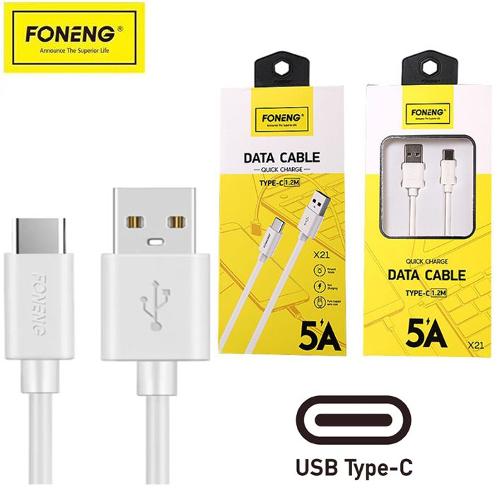 Câble de charge USB Vers Type C FONENG X21pour chargeur rapide tout compatible les téléphone smartphone Android connecteur (Type-C)