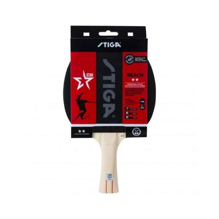 Stiga Reach 2-Star Table Tennis Racket- Noir/Rouge