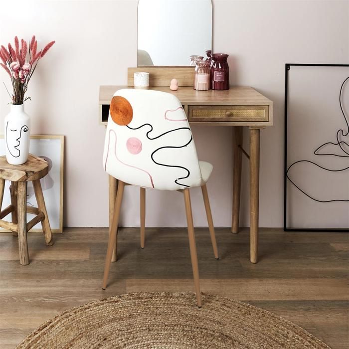 POESIE - Chaise avec des pieds imitation bois – Beige